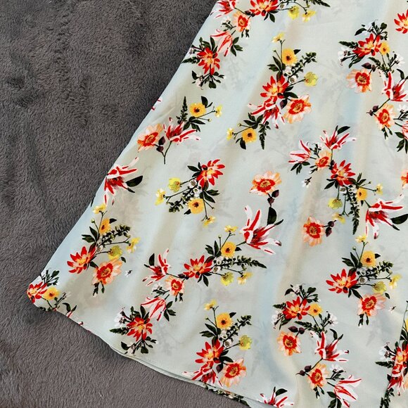 Ann Taylor Factory Mint Green Floral Midi Dress 6 Short Sleeve Cottage - Picture 2 of 10